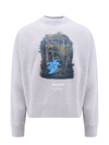 Palm Angels Organic Cotton Sweatshirt With Hunting In The Forest Print In Grey