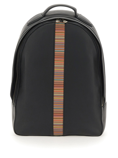 Paul Smith Signature Stripe Backpack In Nero