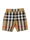 BURBERRY COTTON JERSEY SHORTS WITH ELASTICATED WAIST AND FRONT WELT POCKETS AND CLASSIC CHECK BACK POCKETS