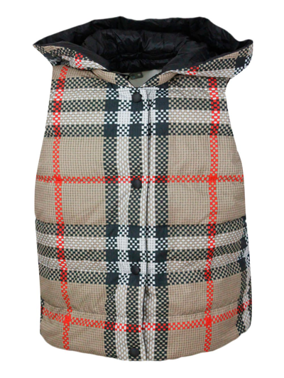 Burberry Kids' Sleeveless Gilet Padded With Real Natural Down, Closure With  New Check Buttons In Check Beige