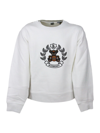 Burberry Crewneck Sweatshirt In Cotton Jersey With Classic Check Teddy Bear Print On The Front In White