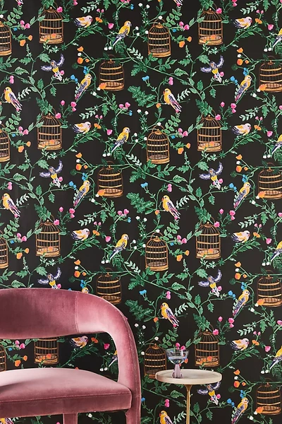 Carly Beck Ann's Garden Floral Bird Wallpaper