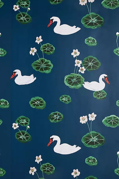 Carly Beck Lilypad Lake Wallpaper In Blue