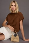 By Anthropologie Mock-neck Cashmere Sweater Tee In Brown