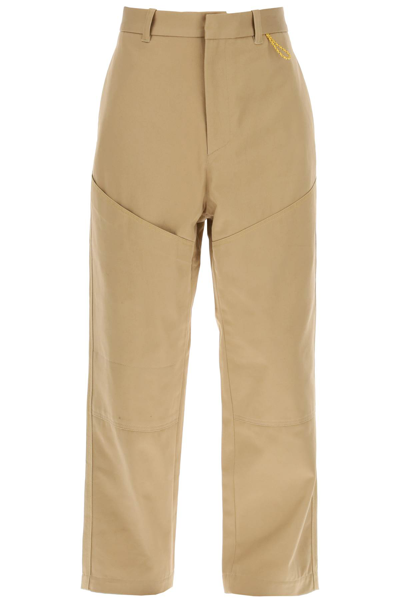 Oamc Straight Cotton Trousers In Beige