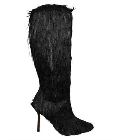 Heron Preston Fur Stiletto Boots In Black