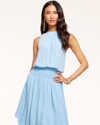 Ramy Brook Audrey Smocked Midi Dress In Misty Blue