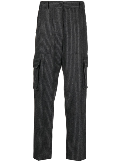 Forte Forte Pinstripe-pattern Cargo Trousers In Grey