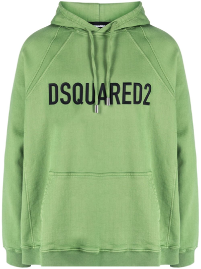 Dsquared2 Logo-debossed Print Hoodie In Grün