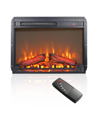 Simplie Fun 23 Inch Electric Fireplace Insert, Ultra Thin Heater With Log Set & Realistic Flame, Remote Control In Black