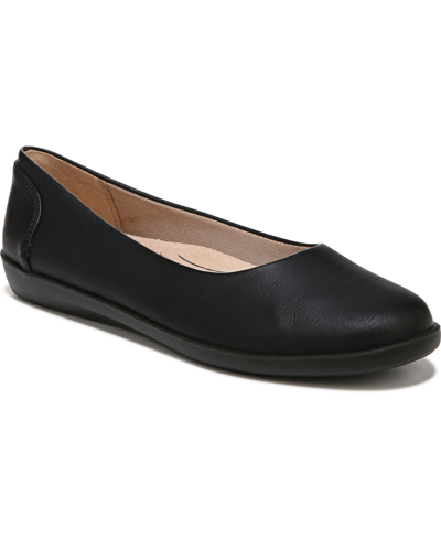 Lifestride Nonchalant Flats In Black Faux Suede Leather
