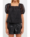 English Factory Gridded Organza Mini Dress In Black