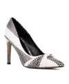 New York And Company Women's Monique- Knotted Pointy High Heels Pumps In Black/white Snake