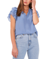 1.state Flutter Sleeve Split Neck Chiffon Blouse In Porcelain Blue
