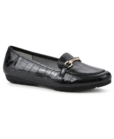 Cliffs By White Mountain Women's Glowing Loafer Flats In Black Ec-patent- Polyurethane