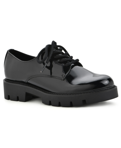 White Mountain Women's Gleesome Lug Sole Oxford Loafers In Black Patent