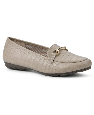 Cliffs By White Mountain Women's Glowing Loafer Flats In Taupe Croco Print- Polyurethane