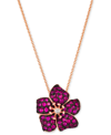 LE VIAN PASSION RUBY (1 CT. T.W.) & NUDE DIAMOND ACCENT FLOWER PENDANT NECKLACE IN 14K ROSE GOLD, 18" + 2" E