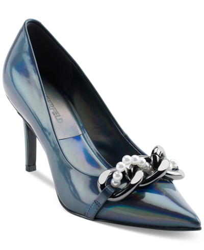Karl Lagerfeld Women's Sera Pointed-toe Embellished Pumps In Blu:blue