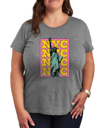 Air Waves Trendy Plus Size Nyc Graphic T-shirt In Gray