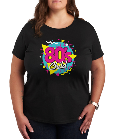 Air Waves Trendy Plus Size Retro 80's Graphic T-shirt In Black