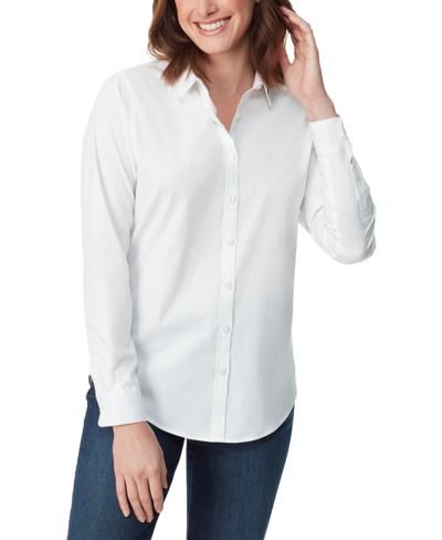 Gloria Vanderbilt Women's Amanda Long-sleeve Fitted Shirt In Vintage White