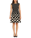 London Times Women's Printed Fit & Flare Dress In Black/bone