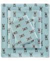 Sleep Philosophy True North By  Novelty Printed Cotton Flannel 4-pc. Sheet Set, King In Aqua French Bulldog