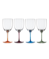 Oneida Bottoms Up Color Bottom Wine Glasses, Set Of 4 In Multi