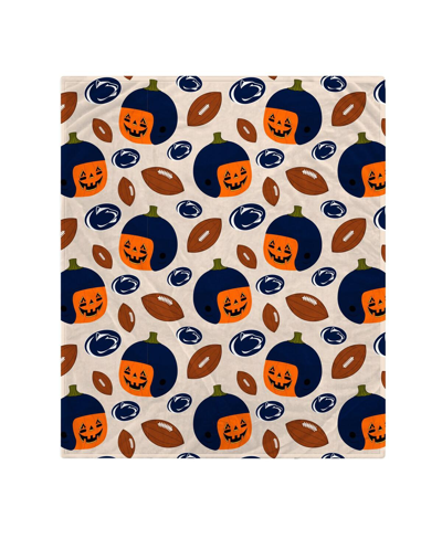 Pegasus Home Fashions Penn State Nittany Lions 60" X 70" Pumpkin Helmet Corral Fleece Blanket In Multi