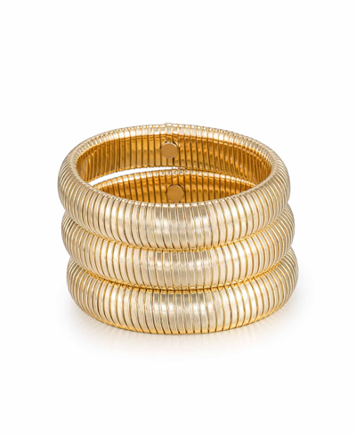 ETTIKA GOLDEN HOUR FLEX SNAKE CHAIN STRETCH BRACELET SET, 3 PIECES