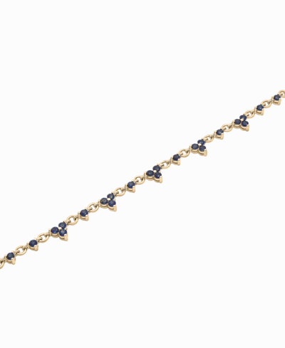 Macy's Black Sapphire Mini Cluster Ankle Bracelet (7/8 Ct. T.w.) In 14k Gold-plated Sterling Silver