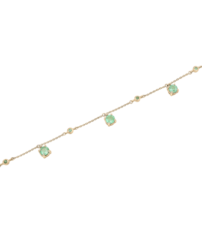 Macy's Lab-created Emerald Dangle Station Ankle Bracelet (1-1/5 Ct. T.w.) In 14k Gold-plated Sterling Silve