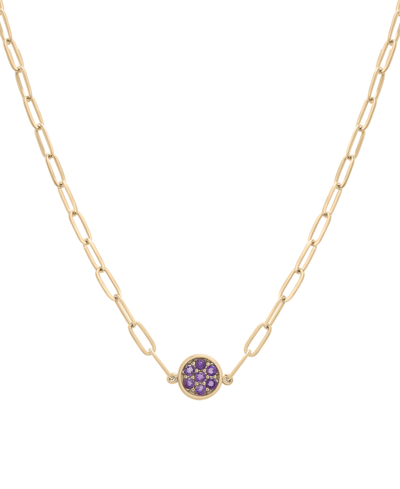 Macy's Amethyst Bezel Cluster Pendant Necklace (1/5 Ct. T.w.) In 14k Gold-plated Sterling Silver, 16" + 2"