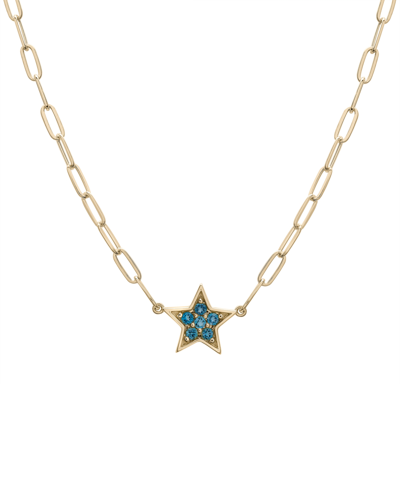 Macy's London Blue Topaz Star Cluster Pendant Necklace (1/4 Ct. T.w.) In 14k Gold-plated Sterling Silver, 1