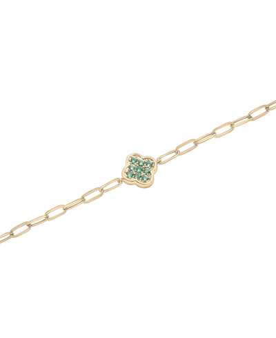 Macy's Lab-created Emerald Clover Ankle Bracelet (1/5 Ct. T.w.) In 14k Gold-plated Sterling Silver