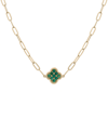 MACY'S LAB-GROWN EMERALD CLOVER PENDANT NECKLACE (1/5 CT. T.W.) IN 14K GOLD-PLATED STERLING SILVER, 16" + 2
