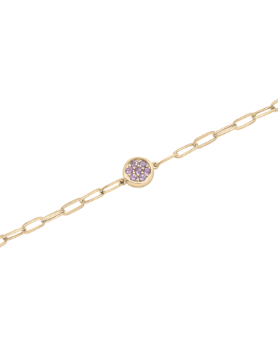 Macy's Amethyst Bezel Ankle Bracelet (1/5 Ct. T.w.) In 14k Gold-plated Sterling Silver