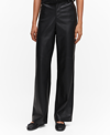 Mango High Waist Straight Leg Faux Leather Pants In Black