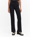 Mango Pinstripe Straight Leg Pants In Gray-black In Dark Navy