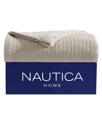 NAUTICA CLOSEOUT! NAUTICA BAIRD SOLID COTTON DOBBY REVERSIBLE BLANKET, TWIN