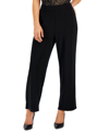 Ak Anne Klein Petite Solid Wide-leg Pull-on Knit Pants In Anne Black