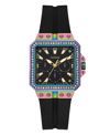 GUESS WOMEN'S MULTI-FUNCTION BLACK SILICONE WATCH 34MM