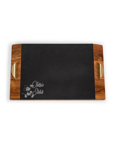 Toscana Disney's Mickey Mouse Covina Acacia And Slate Charcuterie Board In Acacia Wood Slate Black With Gold Accent