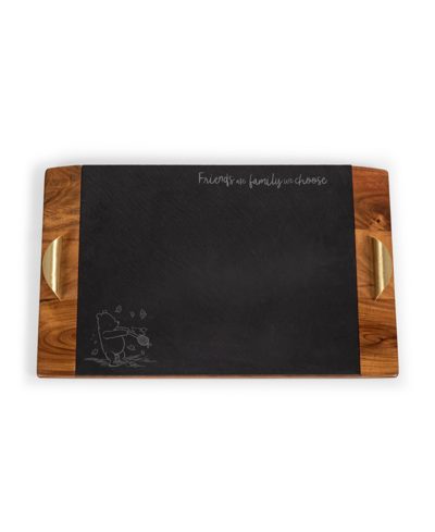 Toscana Disney's Winnie The Pooh Covina Acacia And Slate Charcuterie Board In Acacia Wood Slate Black With Gold Accent