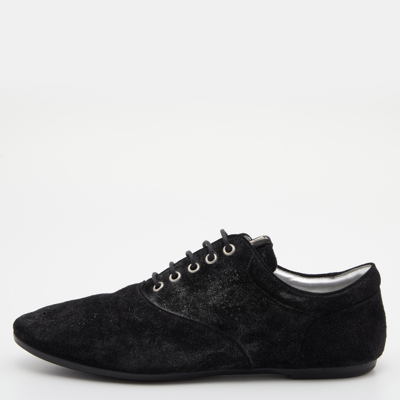 Pre-owned Louis Vuitton Black Glitter Suede Lace Up Oxfords Size 39