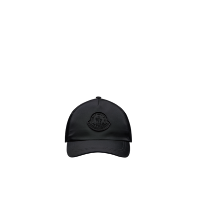 Moncler Collection Satin Baseball Cap Black In Noir