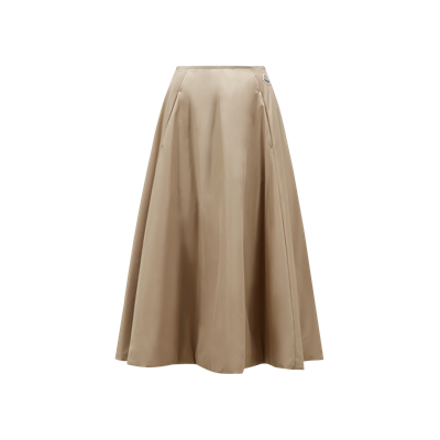 Moncler Collection Taffeta Midi Skirt Beige