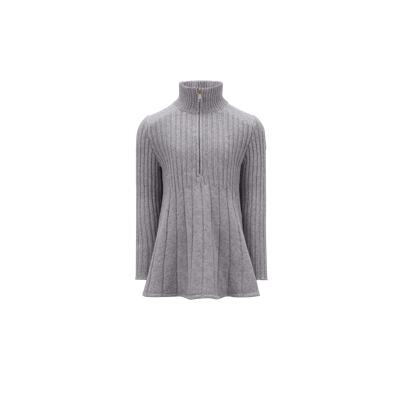 Moncler Kids' Wool Polo Neck Dress Grey