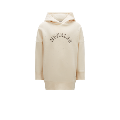 Moncler Kids' Hooded Crystal Logo Dress White